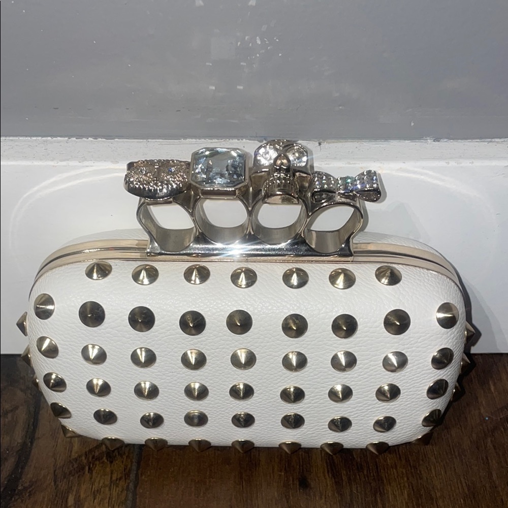 White Studded Clutch